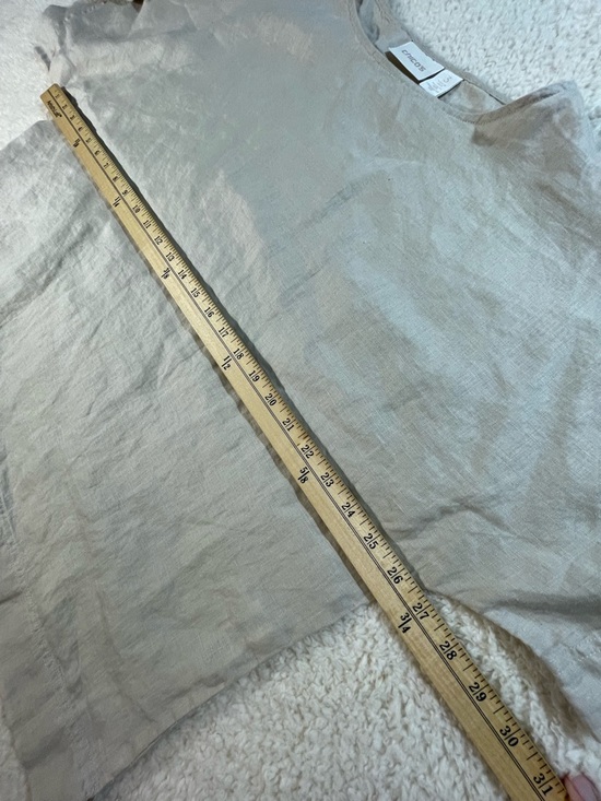 Chico's Tan 100% Linen Lagenlook Relaxed Fit Cana Top Beachy Size 3 /US XL - Picture 5 of 8